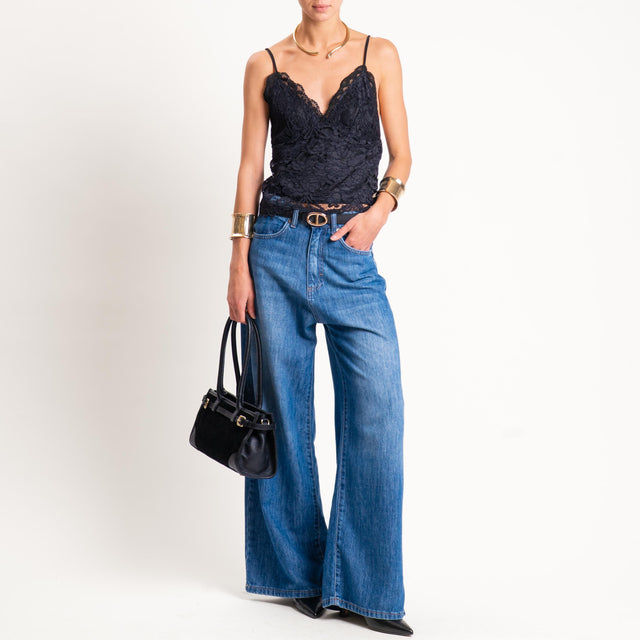 Tensione in-Top in pizzo bretelle regolabili - nero