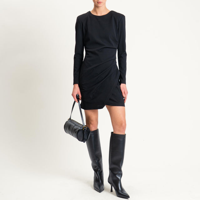 Tensione in- Abito corto scuba crepe con arricciatura laterale - Nero