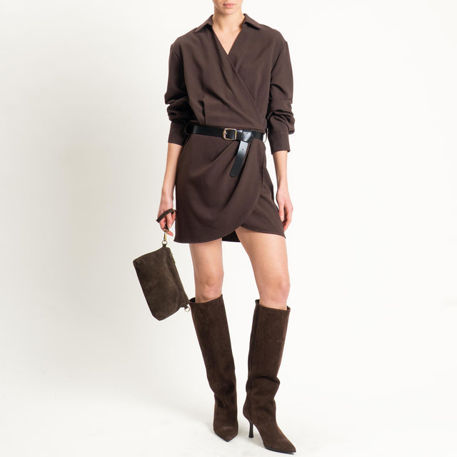 Tensione in-Abito incrociato con cintura - moro