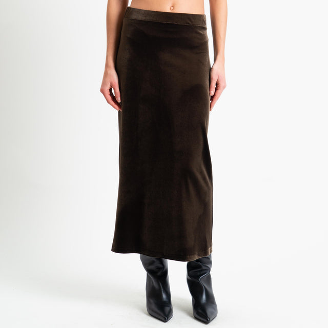 Tensione in-Gonna velluto ciniglia elastico in vita - moro