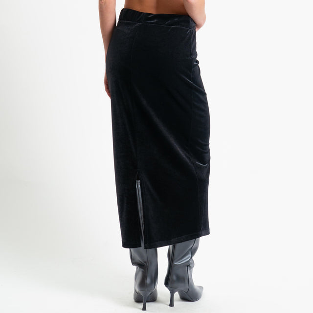 Tensione in-Gonna velluto ciniglia elastico in vita - nero