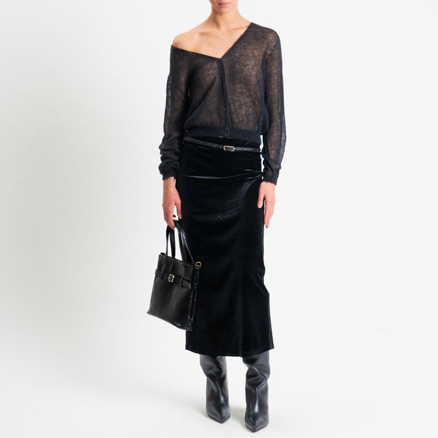 Tensione in-Gonna velluto ciniglia elastico in vita - nero