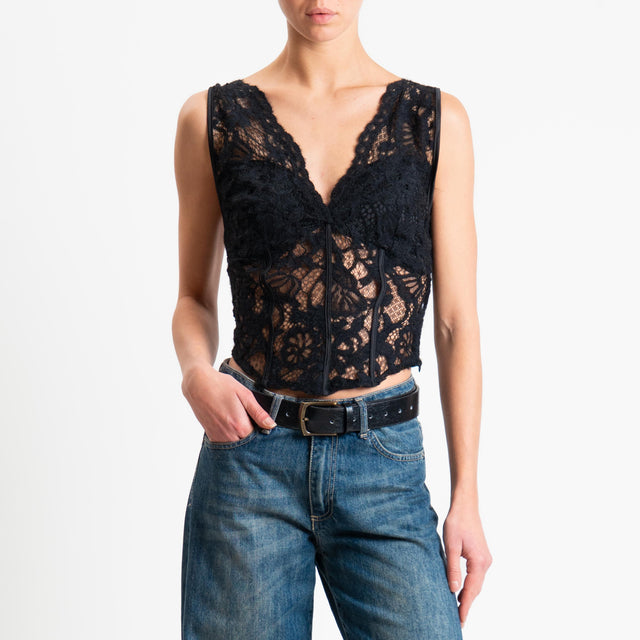Tensione in-Top in pizzo bretelle regolabili - nero