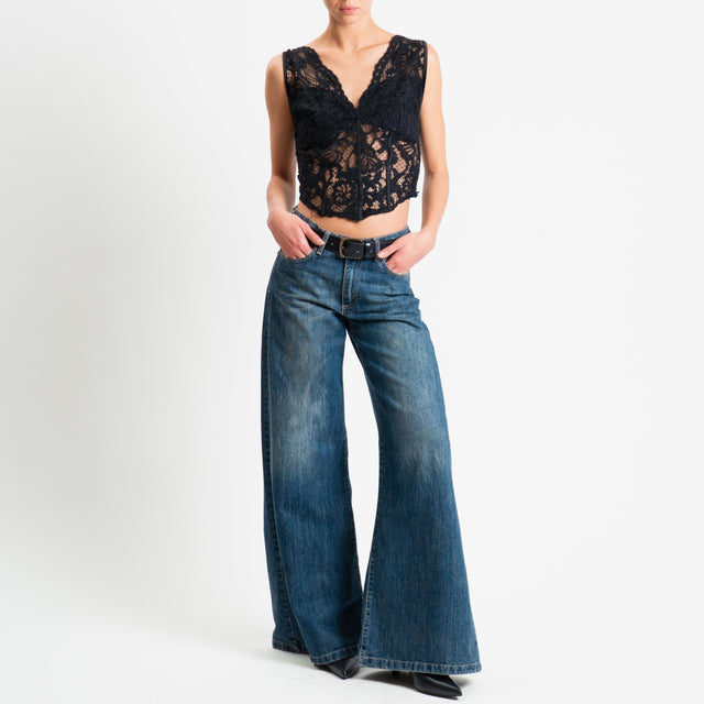 Tensione in-Top in pizzo bretelle regolabili - nero