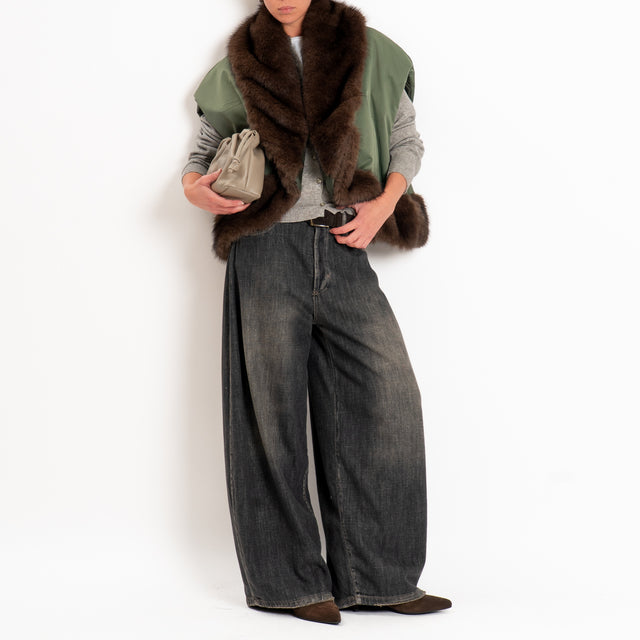 Tensione in-Gilet con ecopelliccia - militare/moro