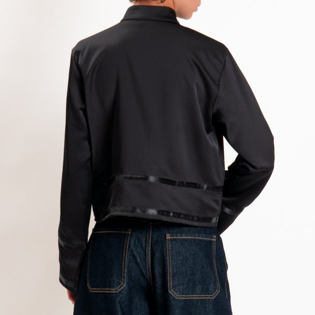 Tensione in-Camicia mandarin in satin - nero
