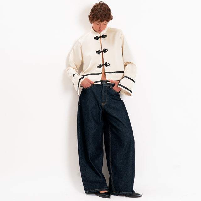 Tensione in-Camicia mandarin in satin - avorio