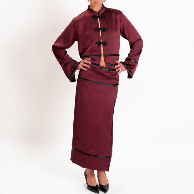 Tensione in-Camicia mandarin in satin - vino