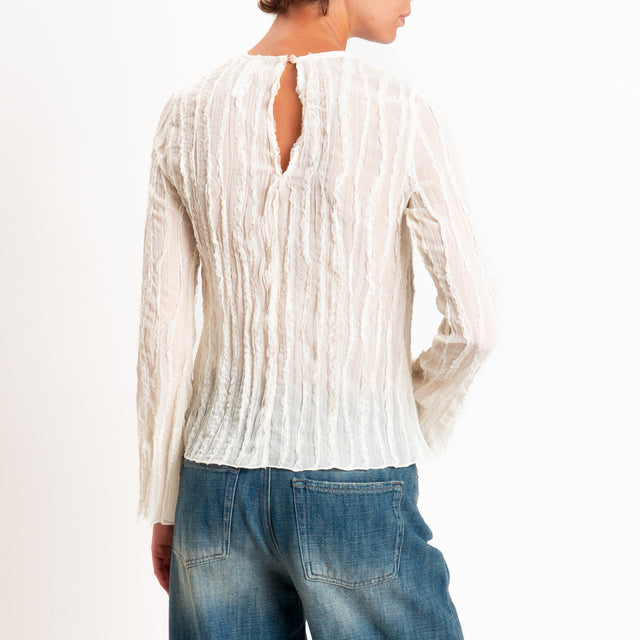 Tensione in-Blusa goffrata dettaglio tulle - burro