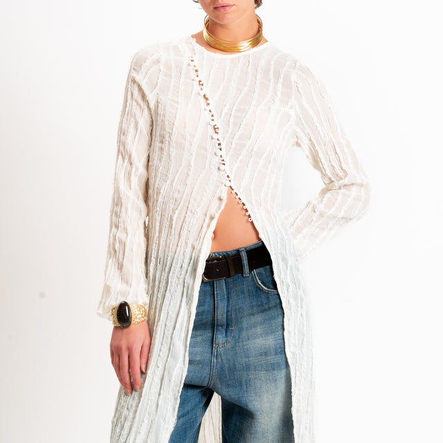Tensione in-Cardigan goffrato chiusura asimmetrica - burro