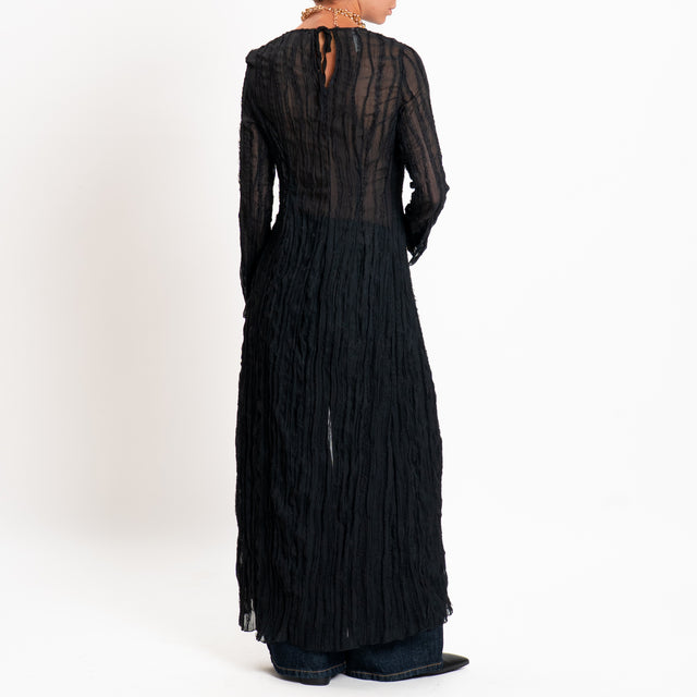 Tensione in-Cardigan goffrato chiusura asimmetrica - nero