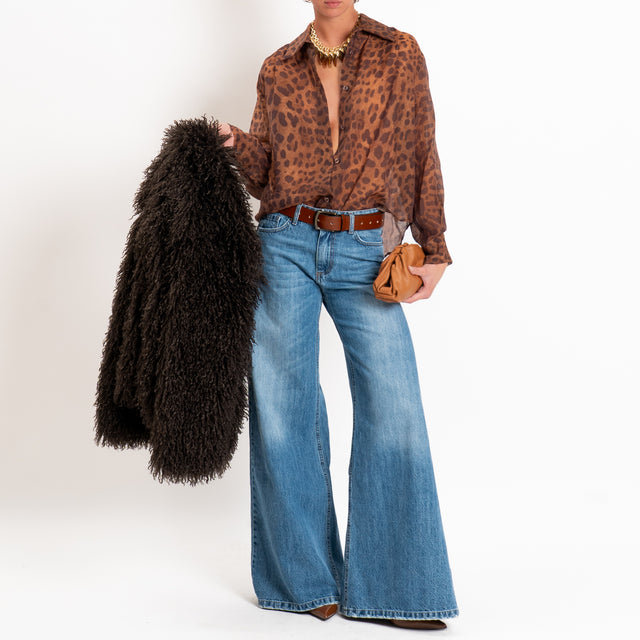 Tensione in-Camicia lyocell animalier - cuoio/moro