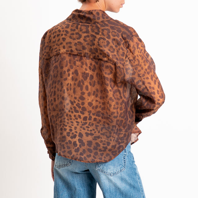Tensione in-Camicia lyocell animalier - cuoio/moro