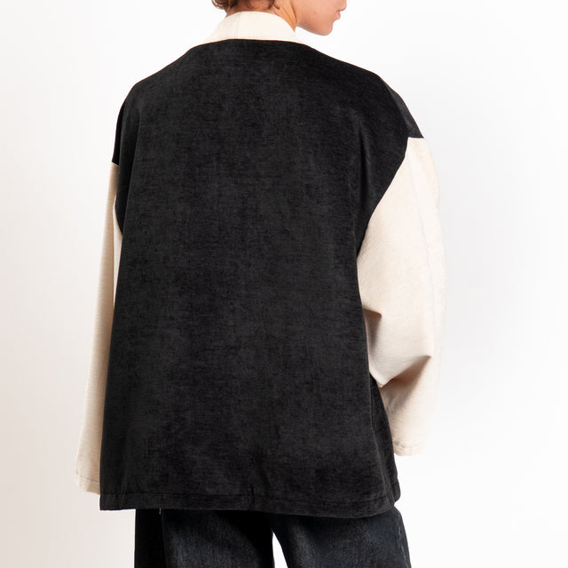 Tensione in-Kimono velluto ricamato - nero/burro