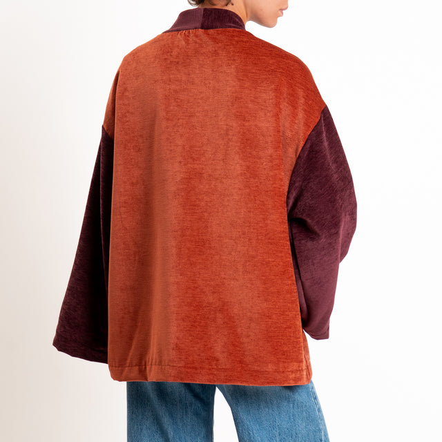 Tensione in-Kimono velluto ricamato - coccio/bordeaux