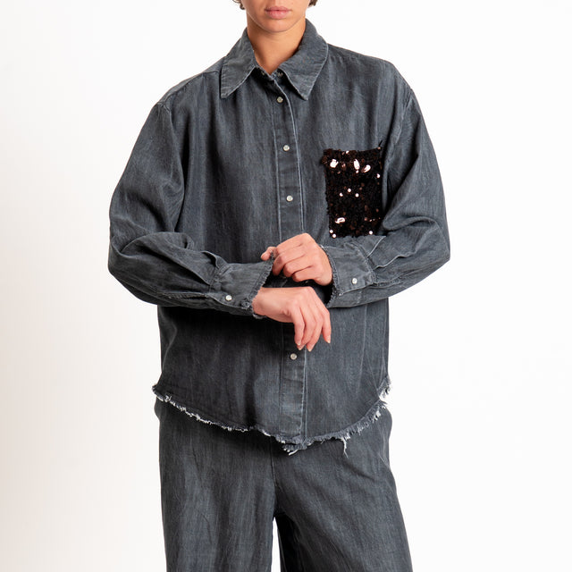 Tensione in-Camicia chambray tascha paillettes - denim grigio