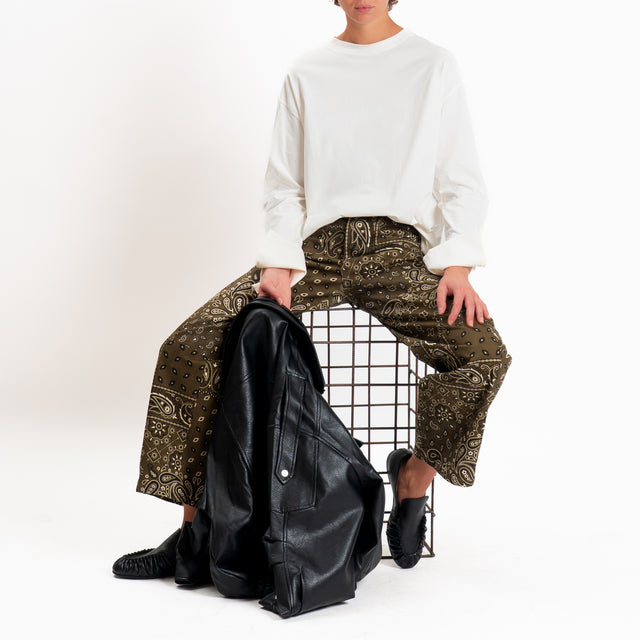 Tensione in-T-shirt girocollo in cotone - panna