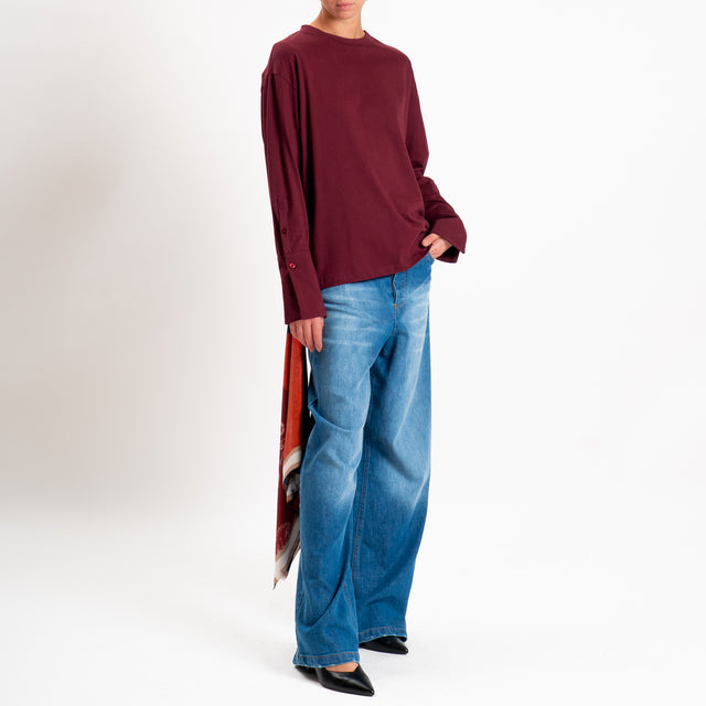 Tensione in-T-shirt girocollo in cotone - Bordeaux