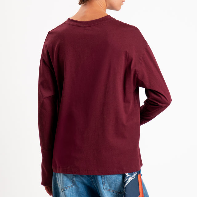 Tensione in-T-shirt girocollo in cotone - Bordeaux
