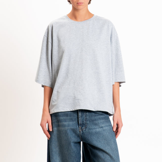 Tensione in-T-shirt manica scesa laccio interno - grigio melange