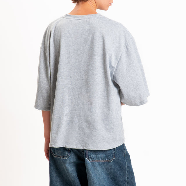 Tensione in-T-shirt manica scesa laccio interno - grigio melange