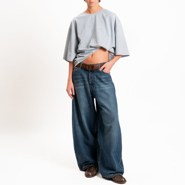 Tensione in-T-shirt manica scesa laccio interno - grigio melange