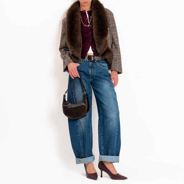 Tensione in-Giacca tweed con ecopelliccia - moro/vino/nero