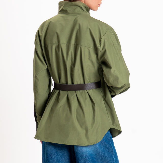 Tensione in-Camicia collo montato con cintura - militare