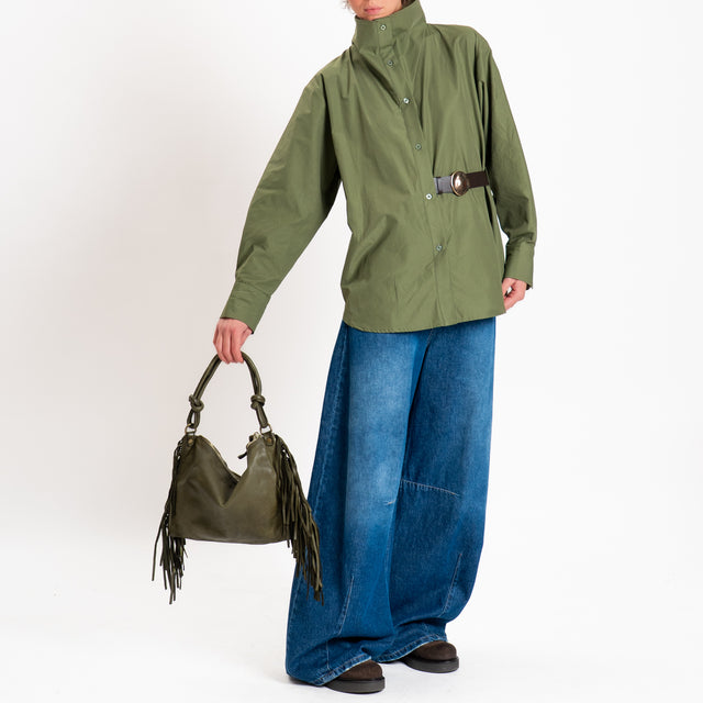 Tensione in-Camicia collo montato con cintura - militare