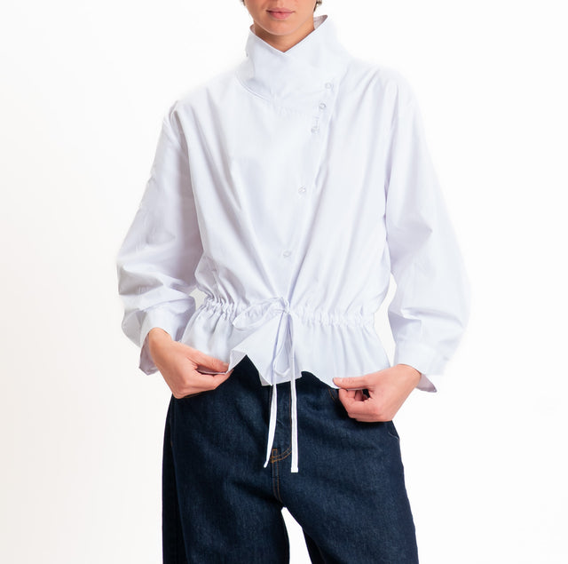 Tensione in-Camicia chiusura asimmetrica con coulisse - bianco