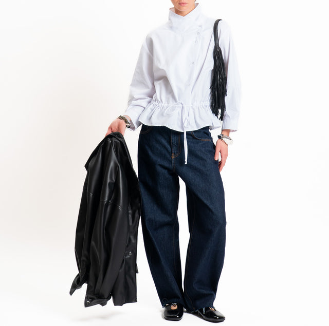 Tensione in-Camicia chiusura asimmetrica con coulisse - bianco