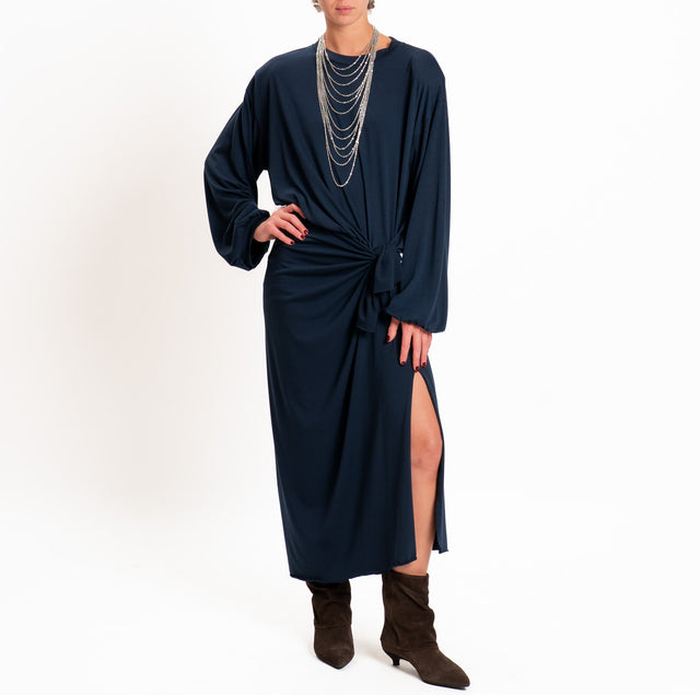Tensione in-Abito con nodo e spalline - blu