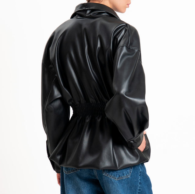 Tensione in-Giacca similpelle elastico in vita - nero