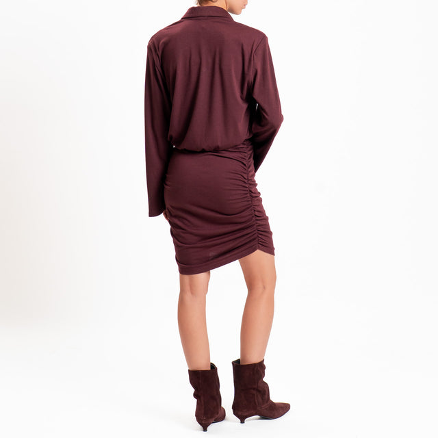 Tensione in-Abito jersey collo polo con arriciatura - vino