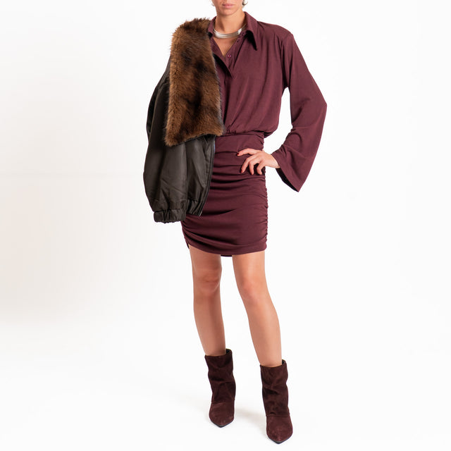 Tensione in-Abito jersey collo polo con arriciatura - vino