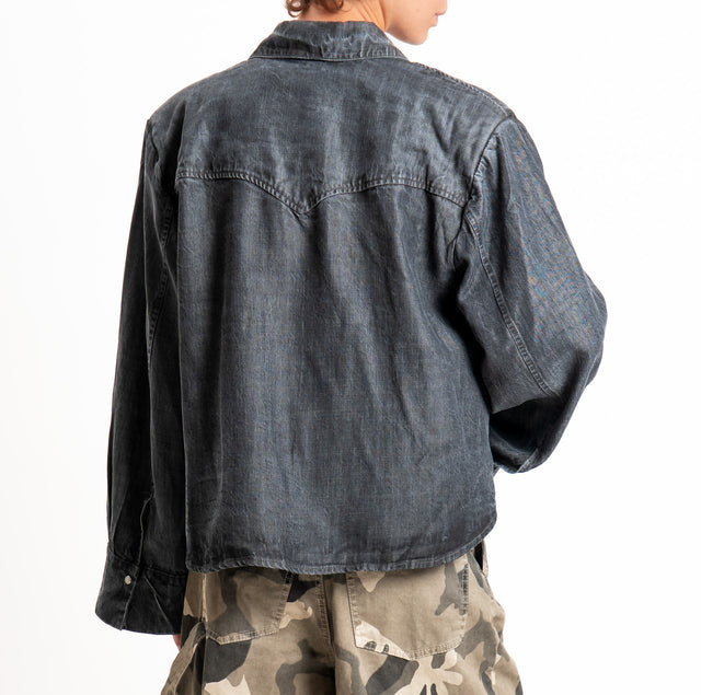 Tensione in-Camicia jeans stone washed con spalline - denim nero