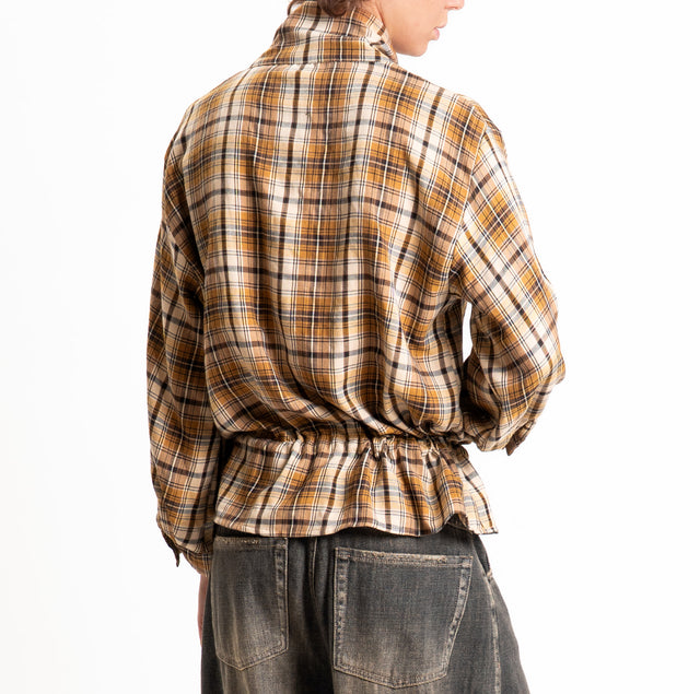 Tensione in-Camicia tartan collo montato - cuoio/moro/sand