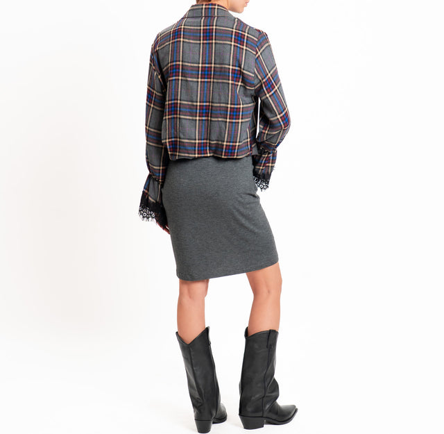 Tensione in-Abito check con pizzo - vino/piombo/cuoio