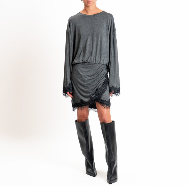 Tensione in-Abito in jersey con pizzo - grigio
