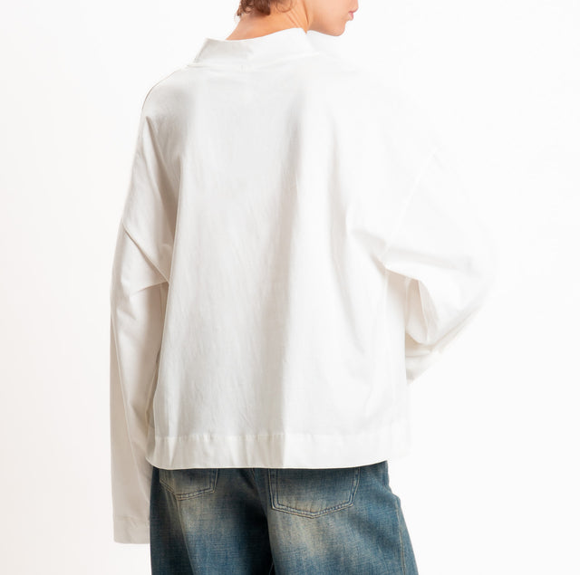 Tensione in-T-shirt over manica ampia - panna