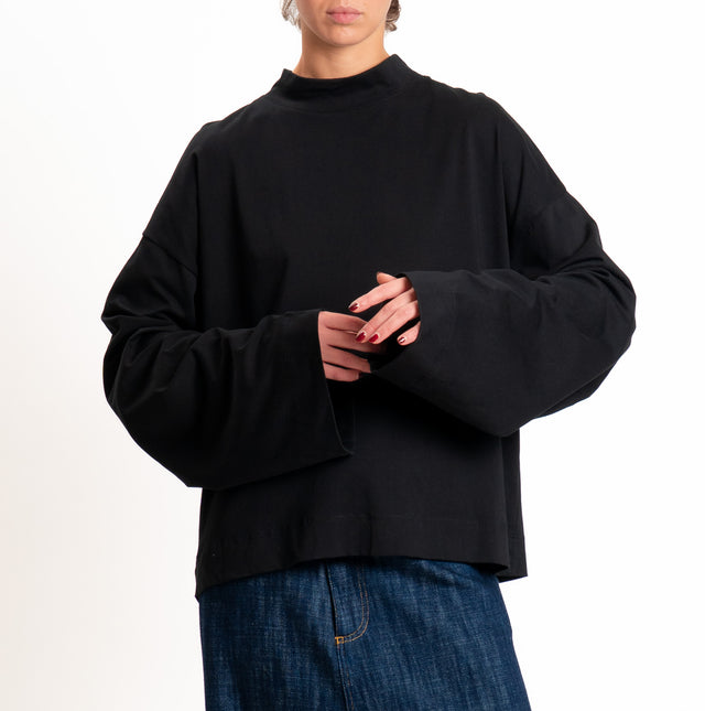 Tensione in-T-shirt over manica ampia - nero