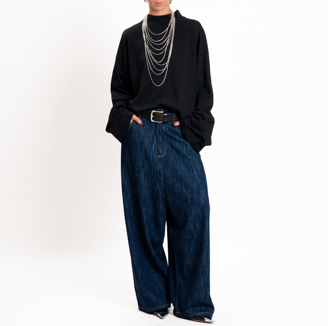 Tensione in-T-shirt over manica ampia - nero