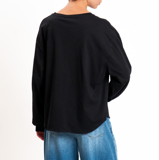 Tensione in-T-shirt girocollo stondata - nero