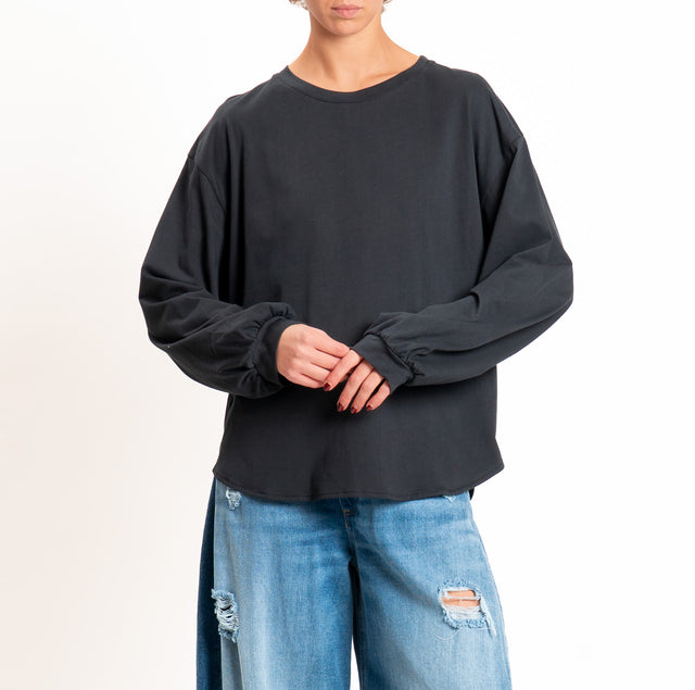Tensione in-T-shirt girocollo stondata - piombo
