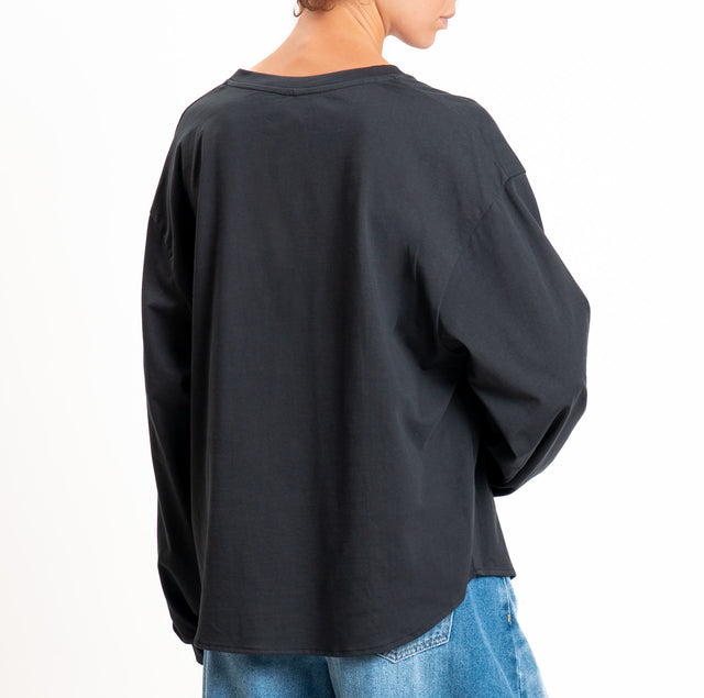 Tensione in-T-shirt girocollo stondata - piombo