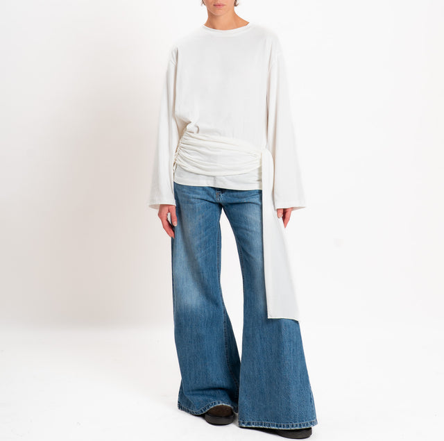Tensione in-T-shirt con fusciacca - panna