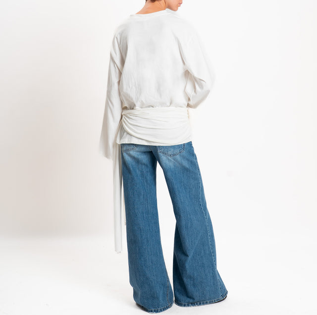 Tensione in-T-shirt con fusciacca - panna