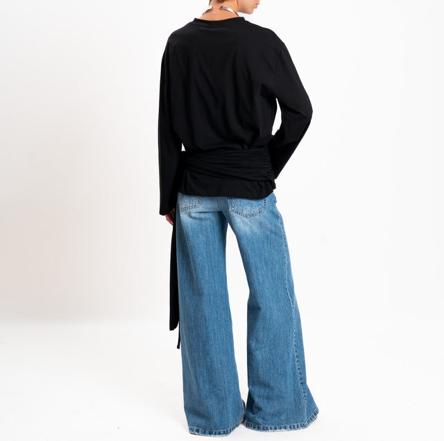 Tensione in-T-shirt con fusciacca - nero