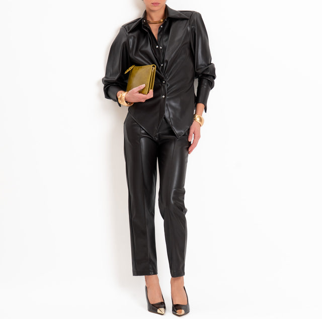 Tensione in-Camicia similpelle con spalline - moro