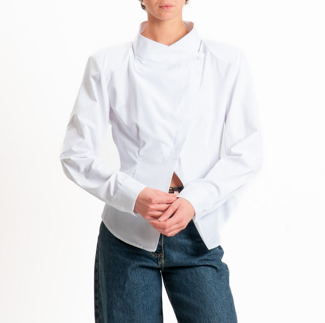 Tensione in-Camicia con spalline chiusura asimmetr - bianco
